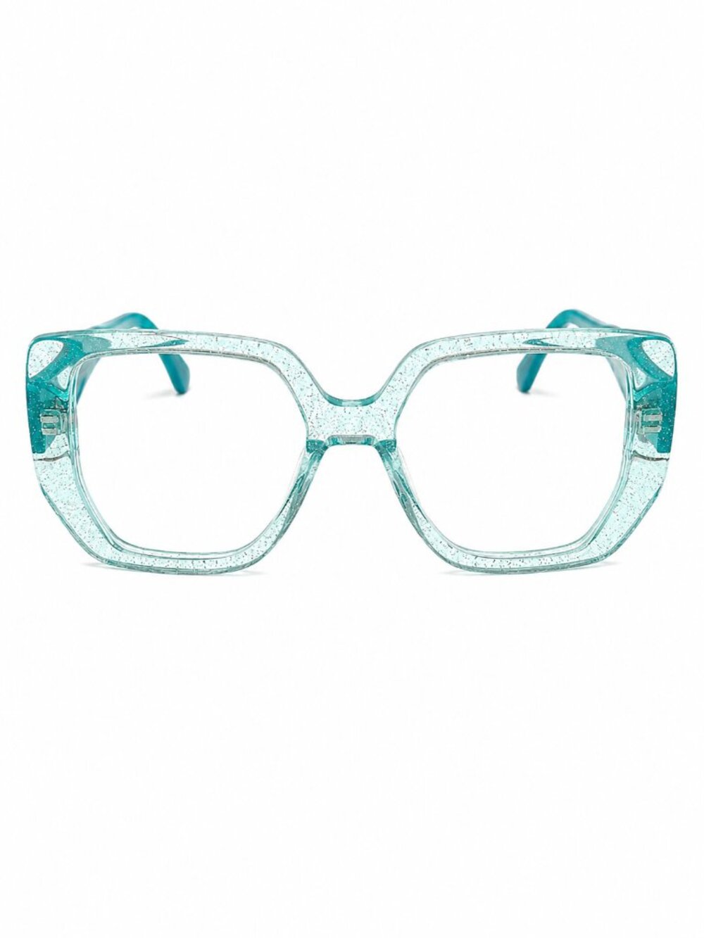 Heart Accent Glitter Aqua Crystal Eyeglass Frames 53-18-145 - Picture 7 of 10